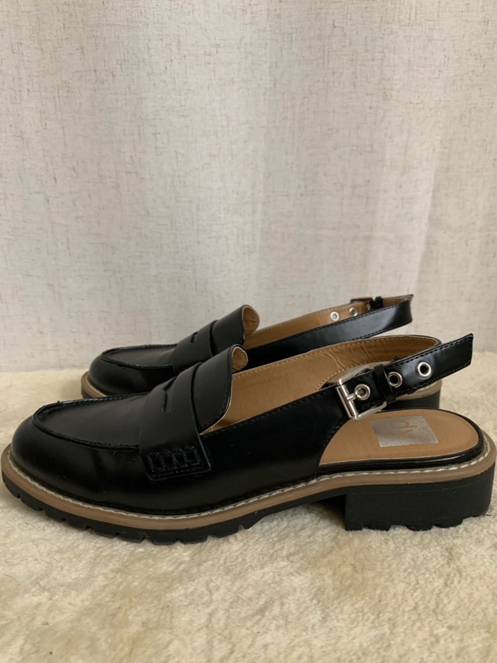Dolce Vita Cancun Patent Leather Slingback Lug Sole Loafer Chunky Block Heel 9 - Picture 3 of 10